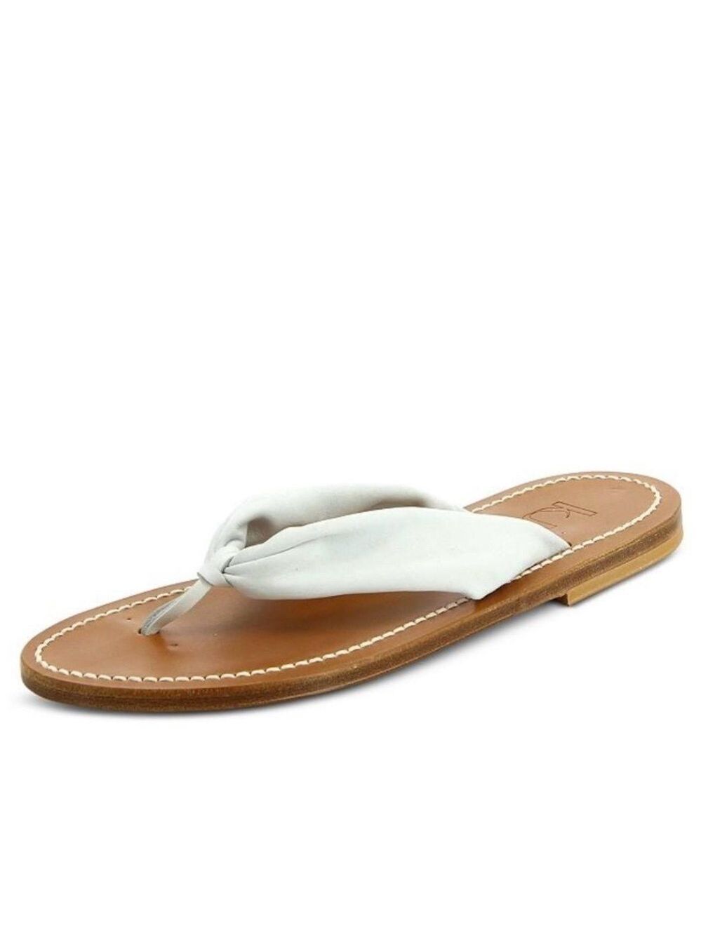KJACQUES White Handmade Sabaf Round Toe Slip On Leather Thong Sandals - NWT
